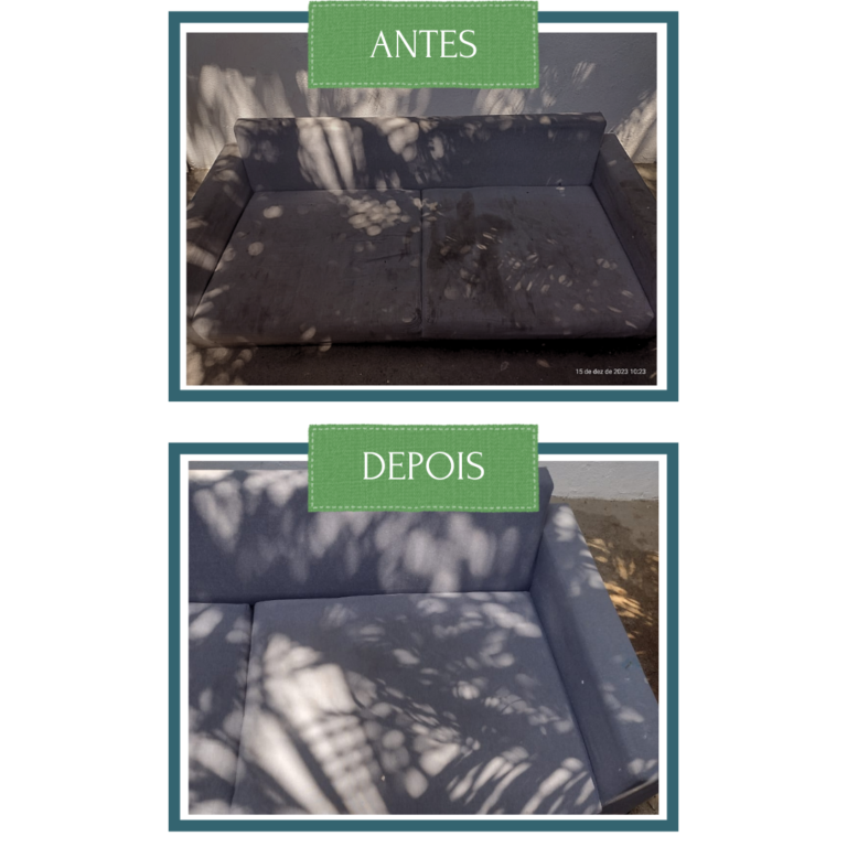Sofá antes e depois de Limpeza