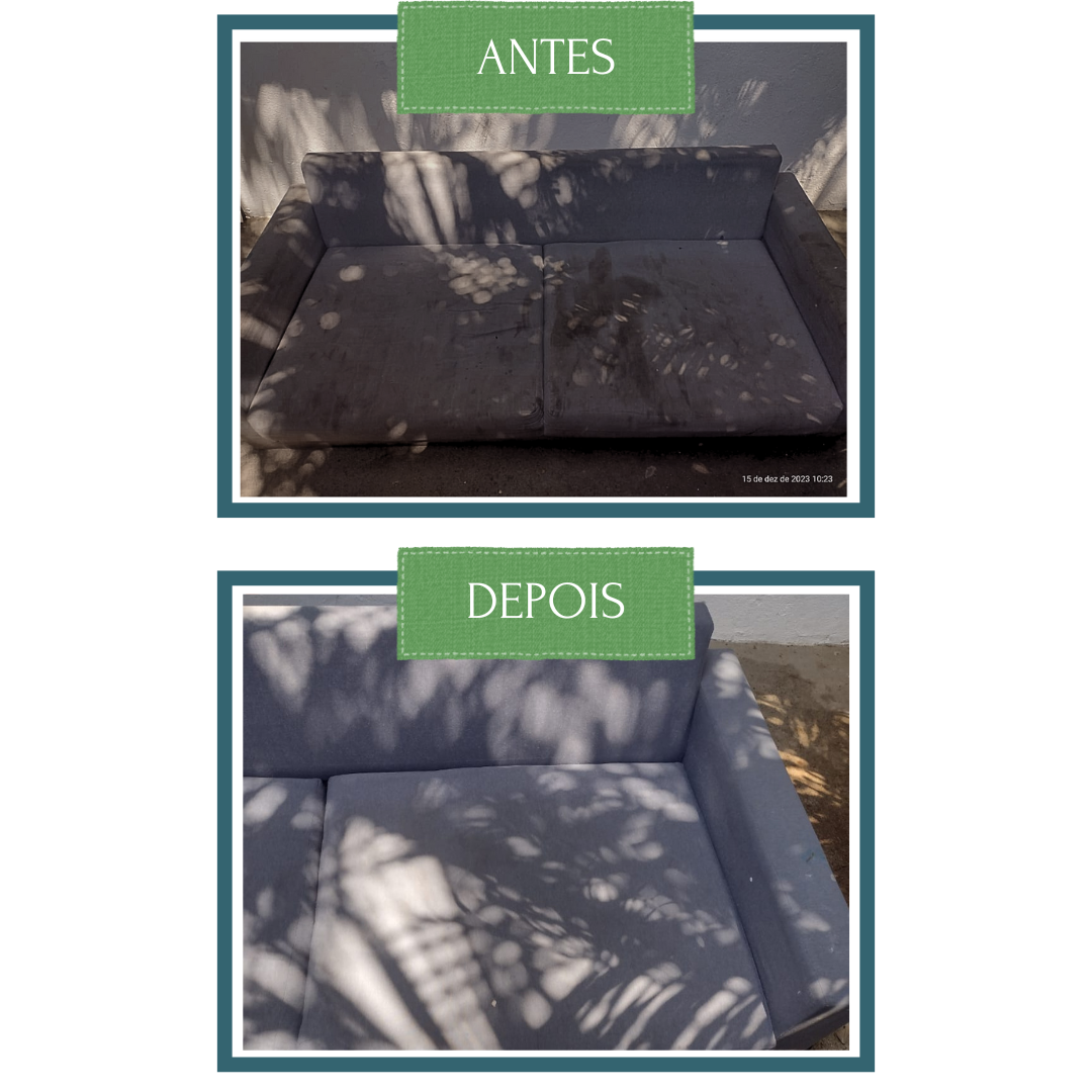Sofá antes e depois de Limpeza
