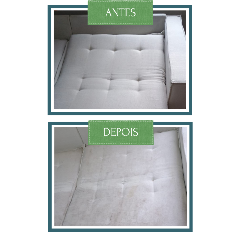 Sofá antes e depois de Limpeza