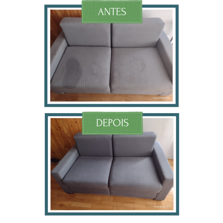 Sofá antes e depois de Limpeza