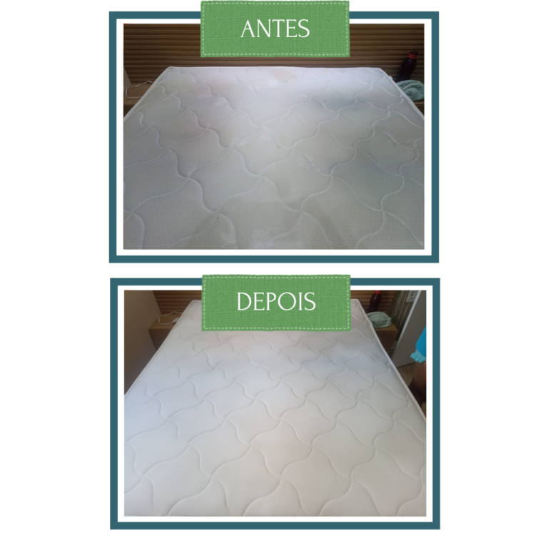 Cama antes e depois de Limpeza