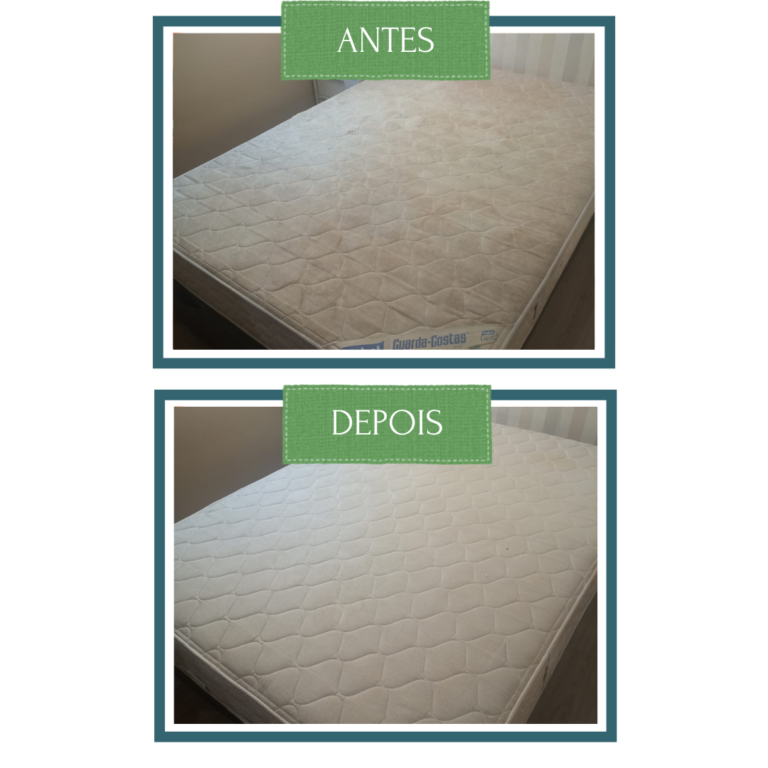 Cama antes e depois de Limpeza