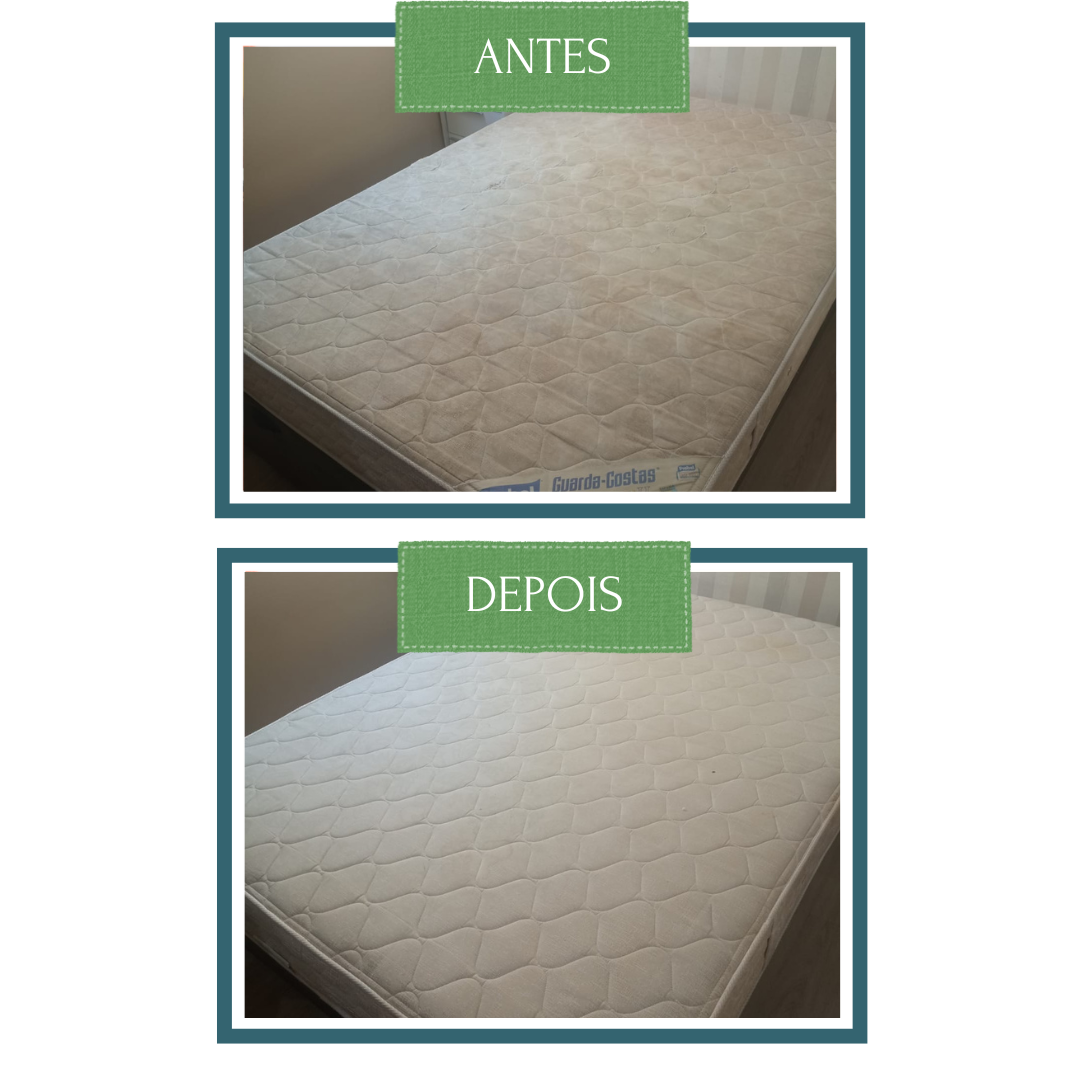 Cama antes e depois de Limpeza