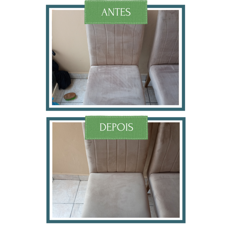 Cadeira antes e depois de limpeza