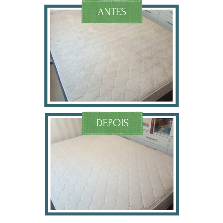 Cama antes e depois de Limpeza