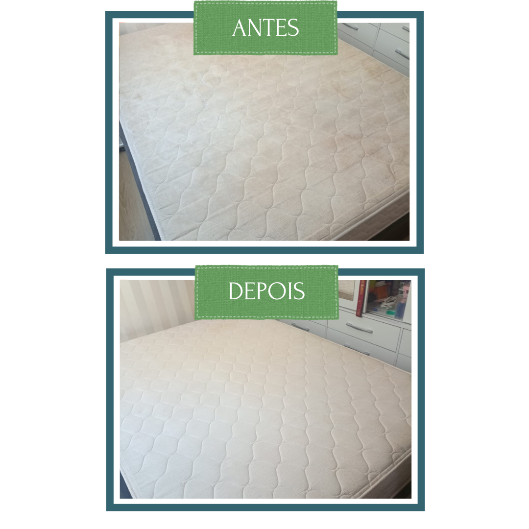 Cama antes e depois de Limpeza