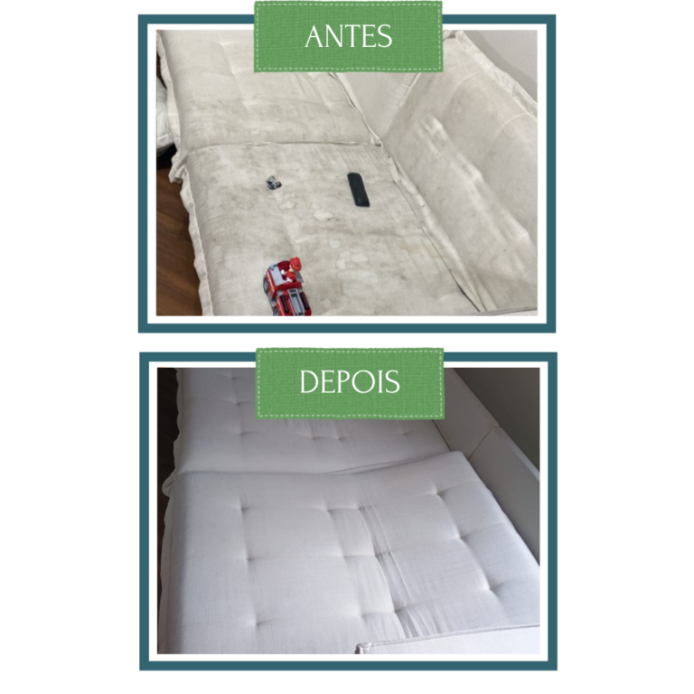 Sofá antes e depois de Limpeza