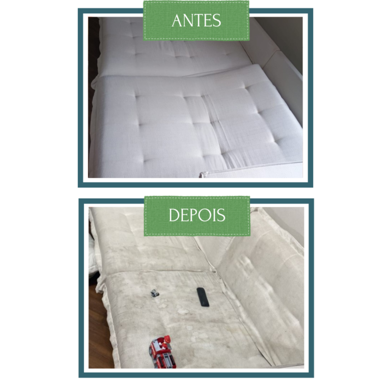 Sofá antes e depois de Limpeza
